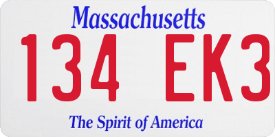 MA license plate 134EK3