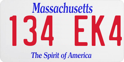 MA license plate 134EK4