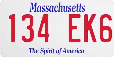 MA license plate 134EK6
