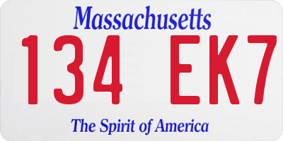 MA license plate 134EK7