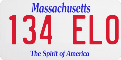 MA license plate 134EL0