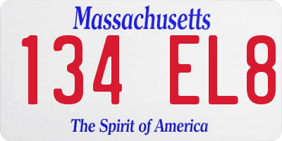 MA license plate 134EL8