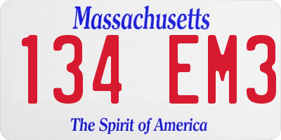 MA license plate 134EM3