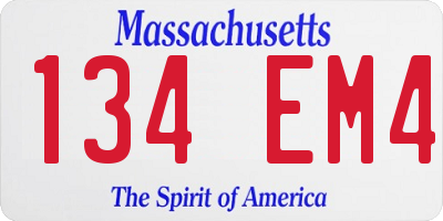 MA license plate 134EM4