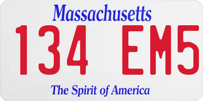MA license plate 134EM5