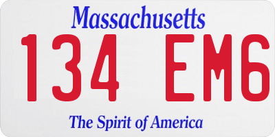 MA license plate 134EM6