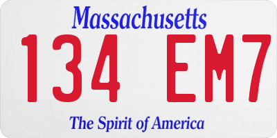 MA license plate 134EM7