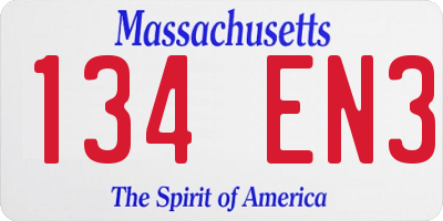 MA license plate 134EN3
