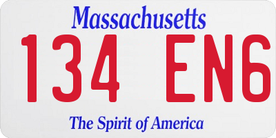 MA license plate 134EN6