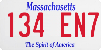 MA license plate 134EN7
