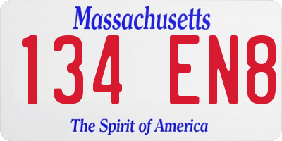 MA license plate 134EN8