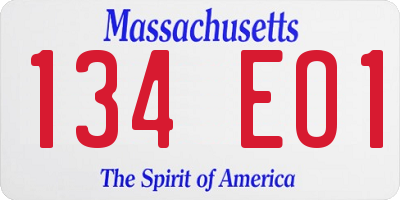MA license plate 134EO1