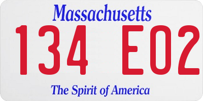 MA license plate 134EO2