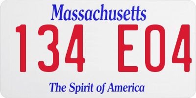 MA license plate 134EO4