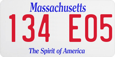 MA license plate 134EO5