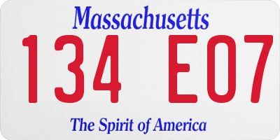 MA license plate 134EO7