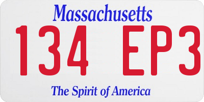 MA license plate 134EP3