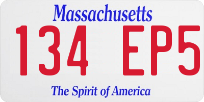 MA license plate 134EP5