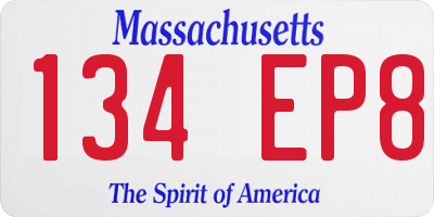 MA license plate 134EP8