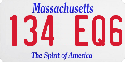 MA license plate 134EQ6