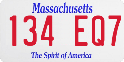 MA license plate 134EQ7