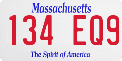 MA license plate 134EQ9