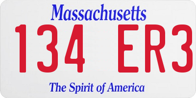 MA license plate 134ER3