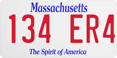MA license plate 134ER4