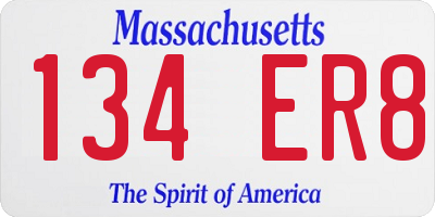 MA license plate 134ER8
