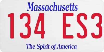 MA license plate 134ES3