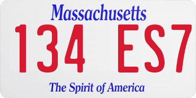 MA license plate 134ES7