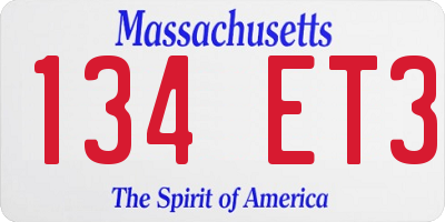 MA license plate 134ET3