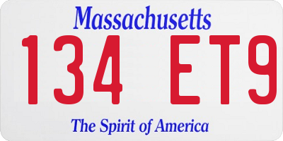MA license plate 134ET9