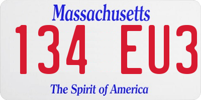 MA license plate 134EU3