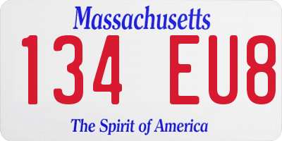 MA license plate 134EU8