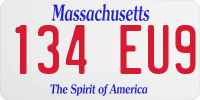 MA license plate 134EU9
