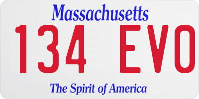 MA license plate 134EV0