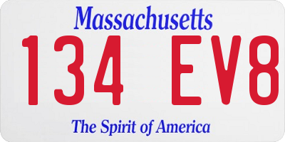 MA license plate 134EV8