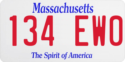 MA license plate 134EW0