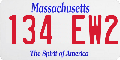 MA license plate 134EW2