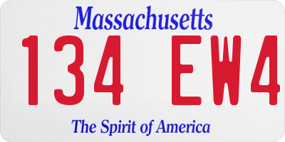 MA license plate 134EW4