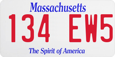 MA license plate 134EW5