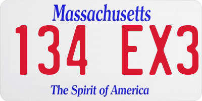 MA license plate 134EX3