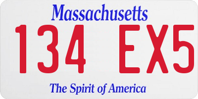 MA license plate 134EX5