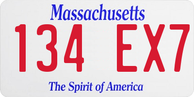 MA license plate 134EX7