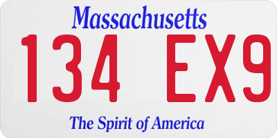 MA license plate 134EX9