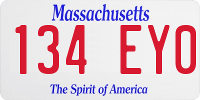 MA license plate 134EY0
