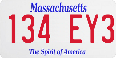 MA license plate 134EY3