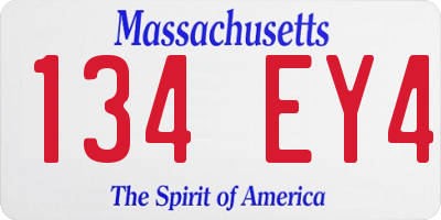 MA license plate 134EY4