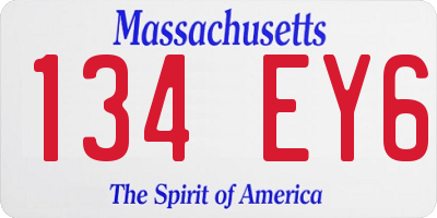 MA license plate 134EY6
